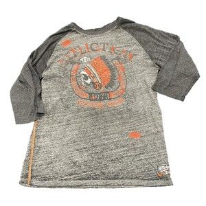 Affliction 3/4  Sleeve Shirt Mens XL Y2K Grunge Skull Black/orange/gray